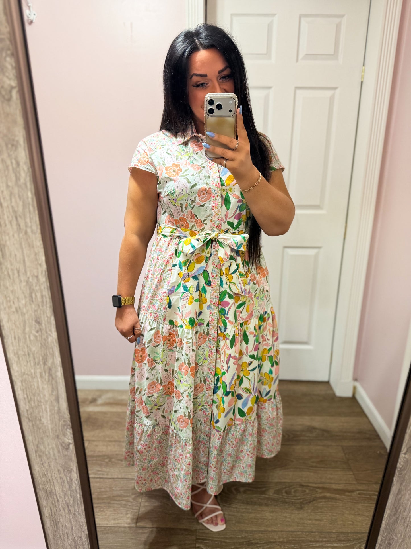Mixed Floral Midi Dress