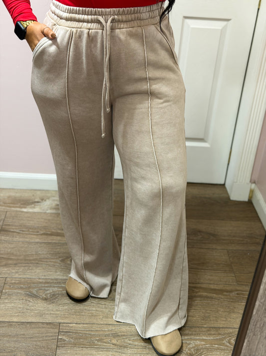 Take Time Wide Leg Pants, Beige