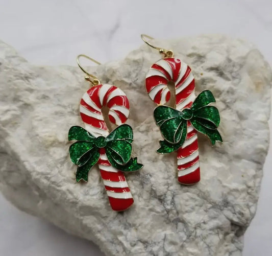 Enamel Candy Cane Earrings