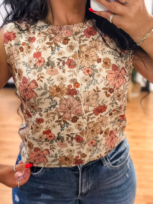 Floral Print Sweater Vest