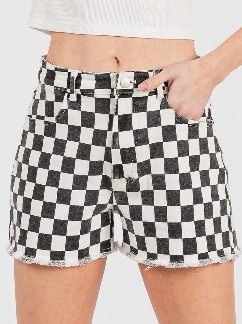 Game Day Checkered Shorts, Black