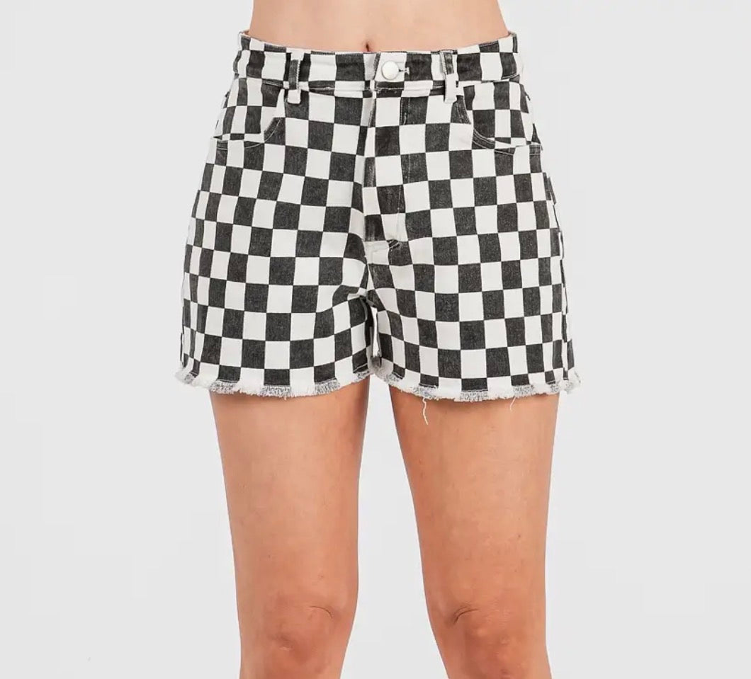 Game Day Checkered Shorts, Black