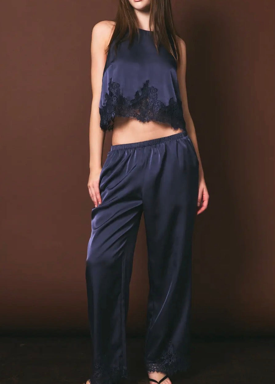 Perfectly Polished Lace Trim Pants