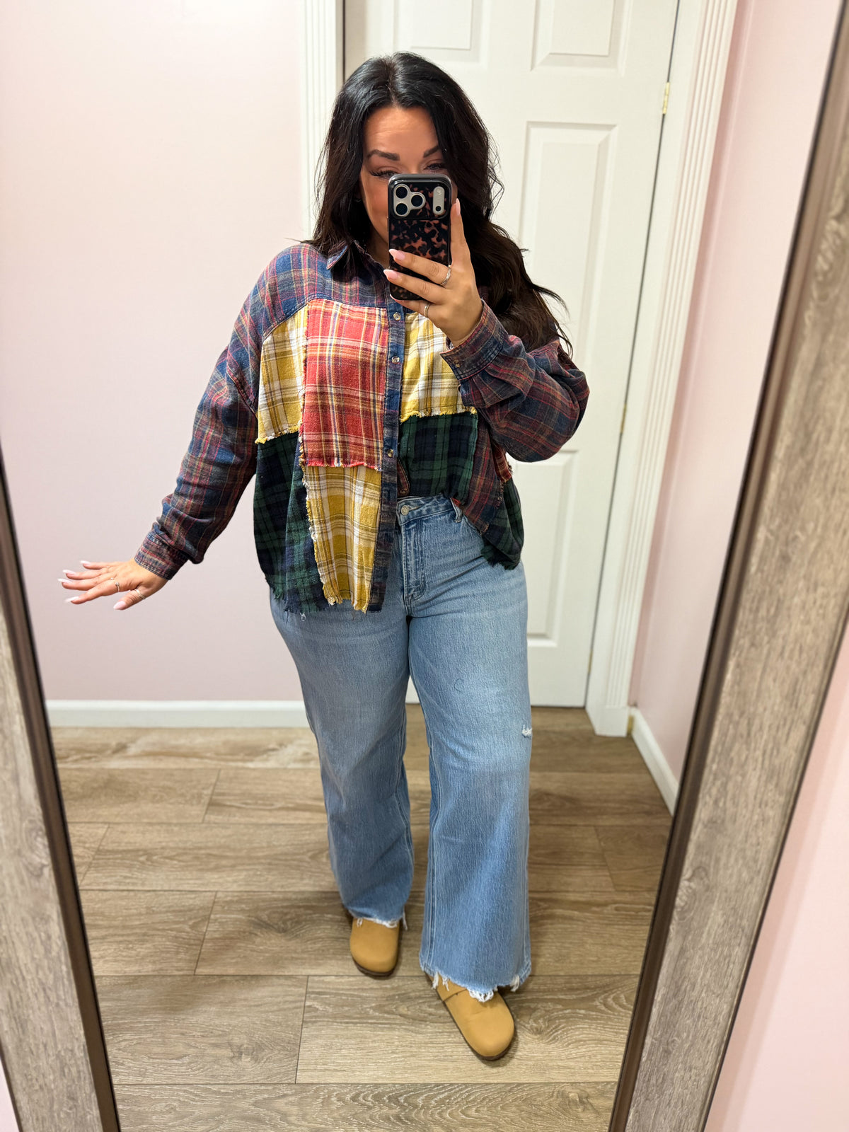 Plaid Patchwork Button Down