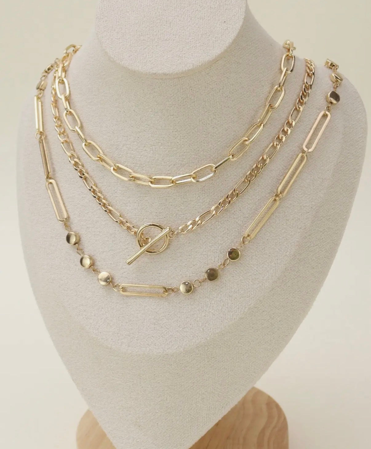 Link & Chain Style Layered Necklace Set