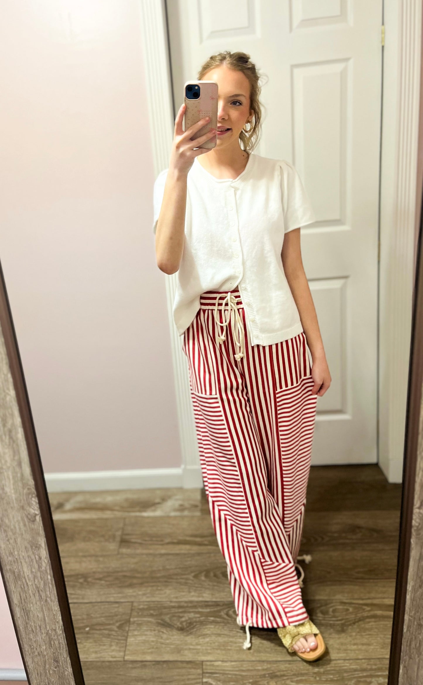 Straight Forward Mixed Stripes Pants, Red