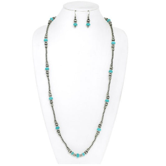 Navajo Pearl Beaded Necklace & Earring Set