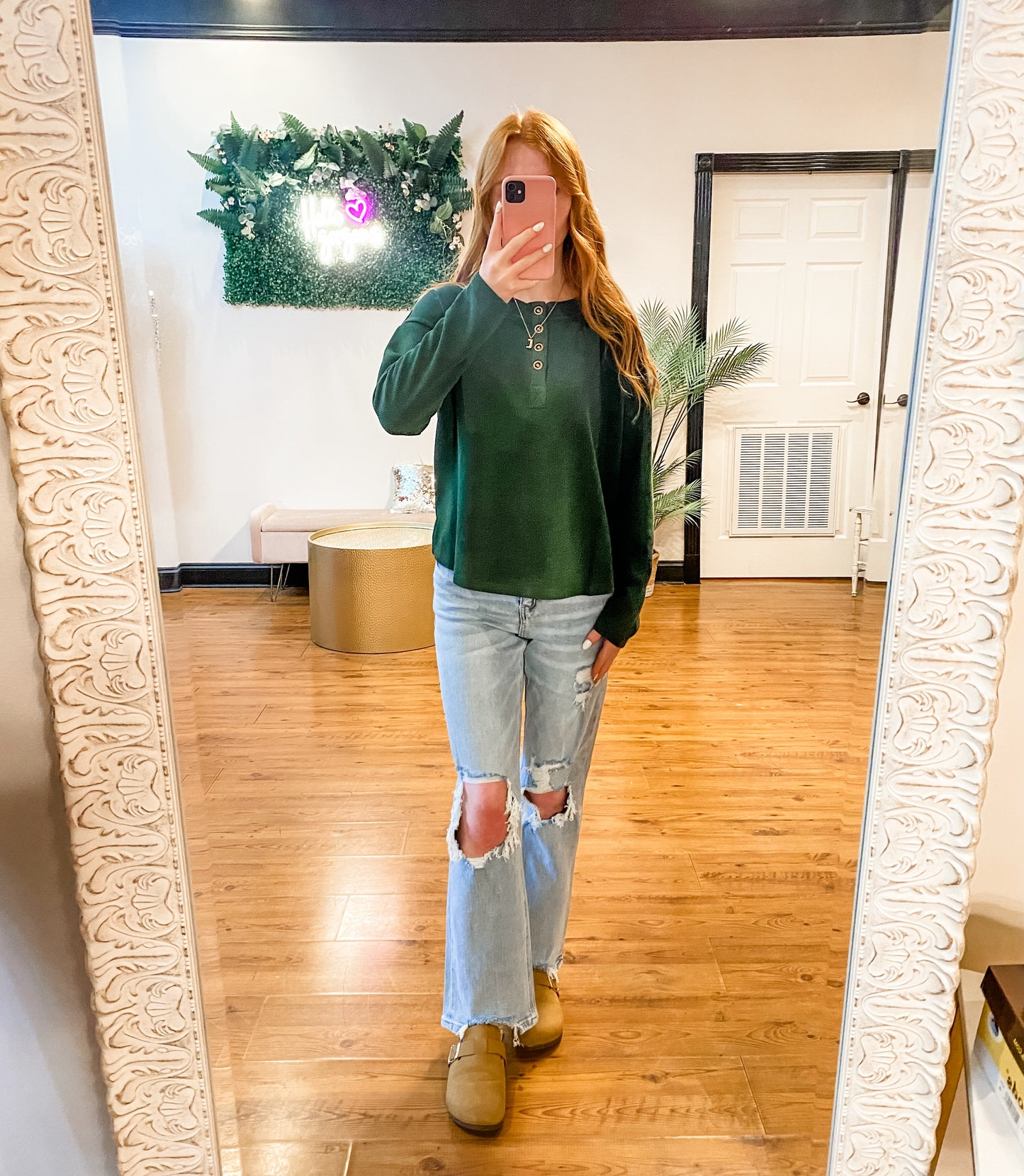 Half Button Down Henley Top