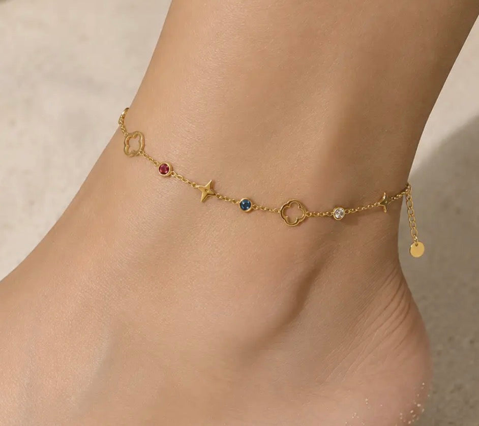 Multi Clover Anklet