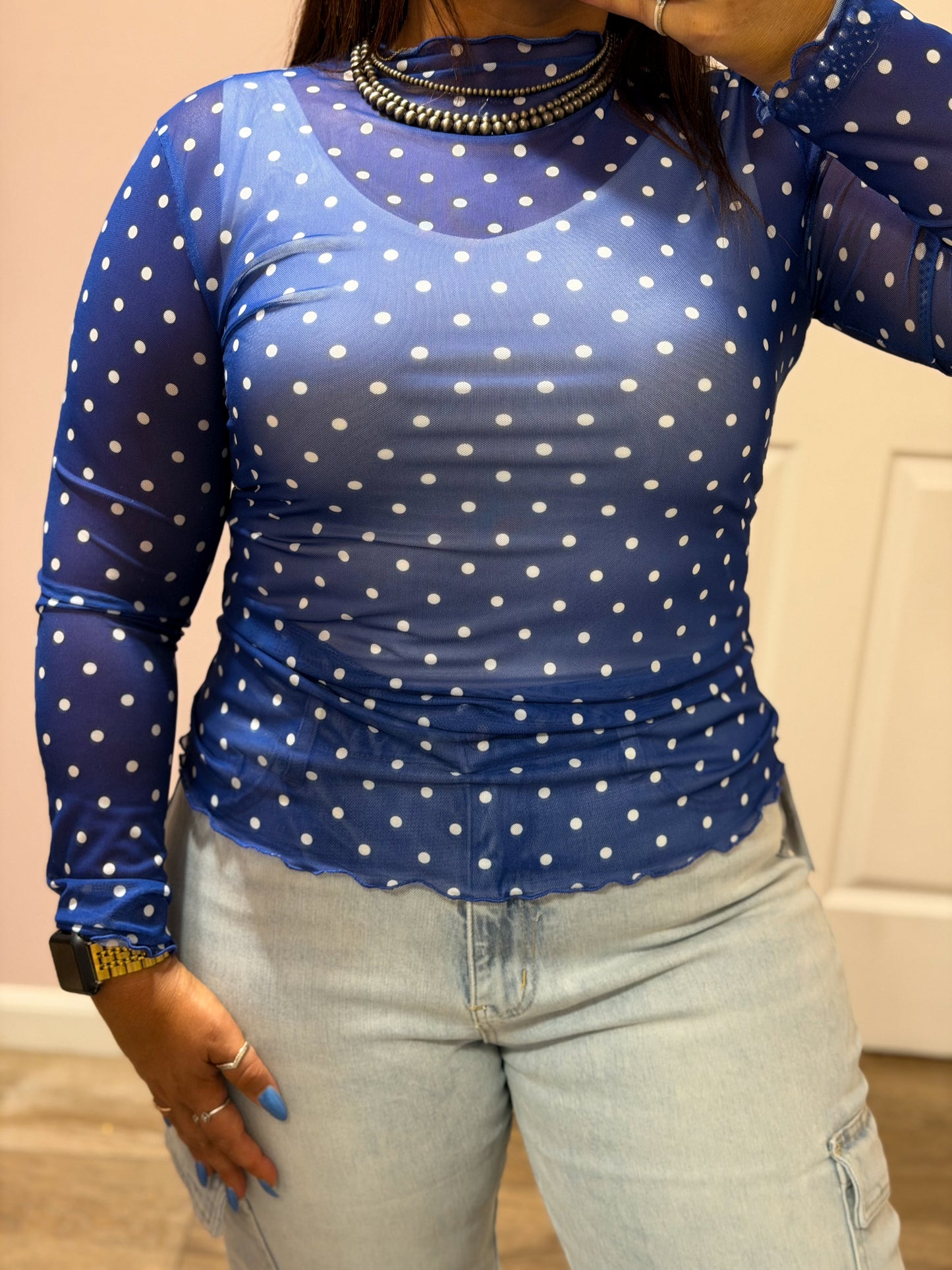 Polka Dot Mesh Top
