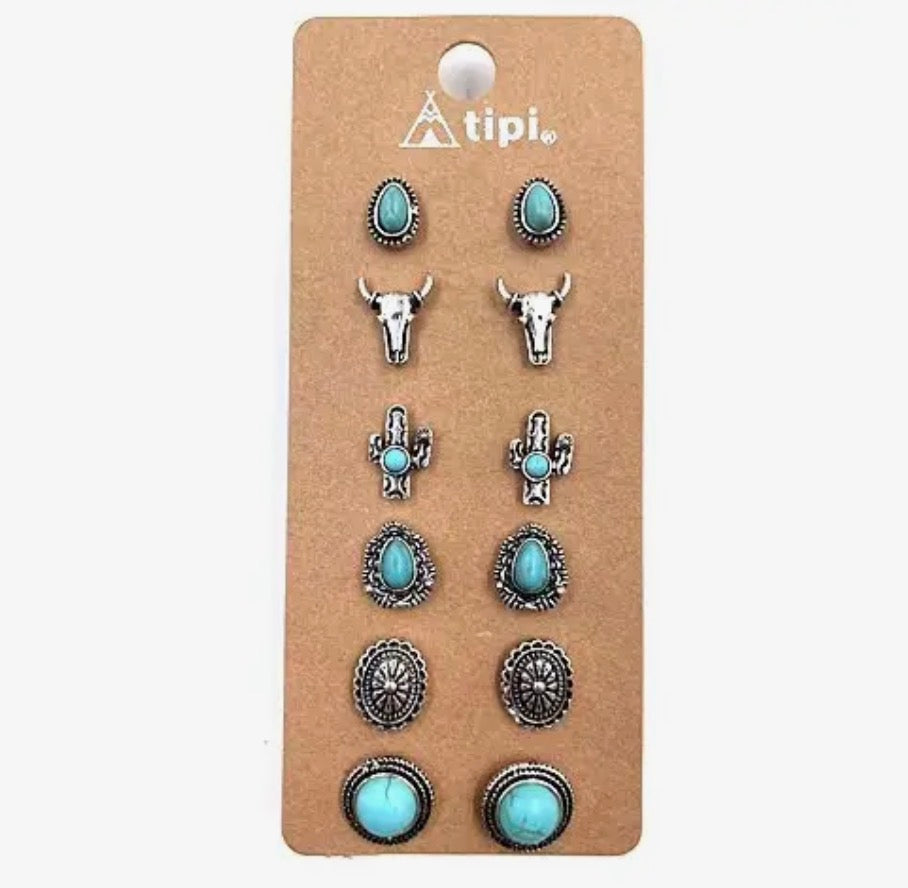 Western 6 Pair Earring Set