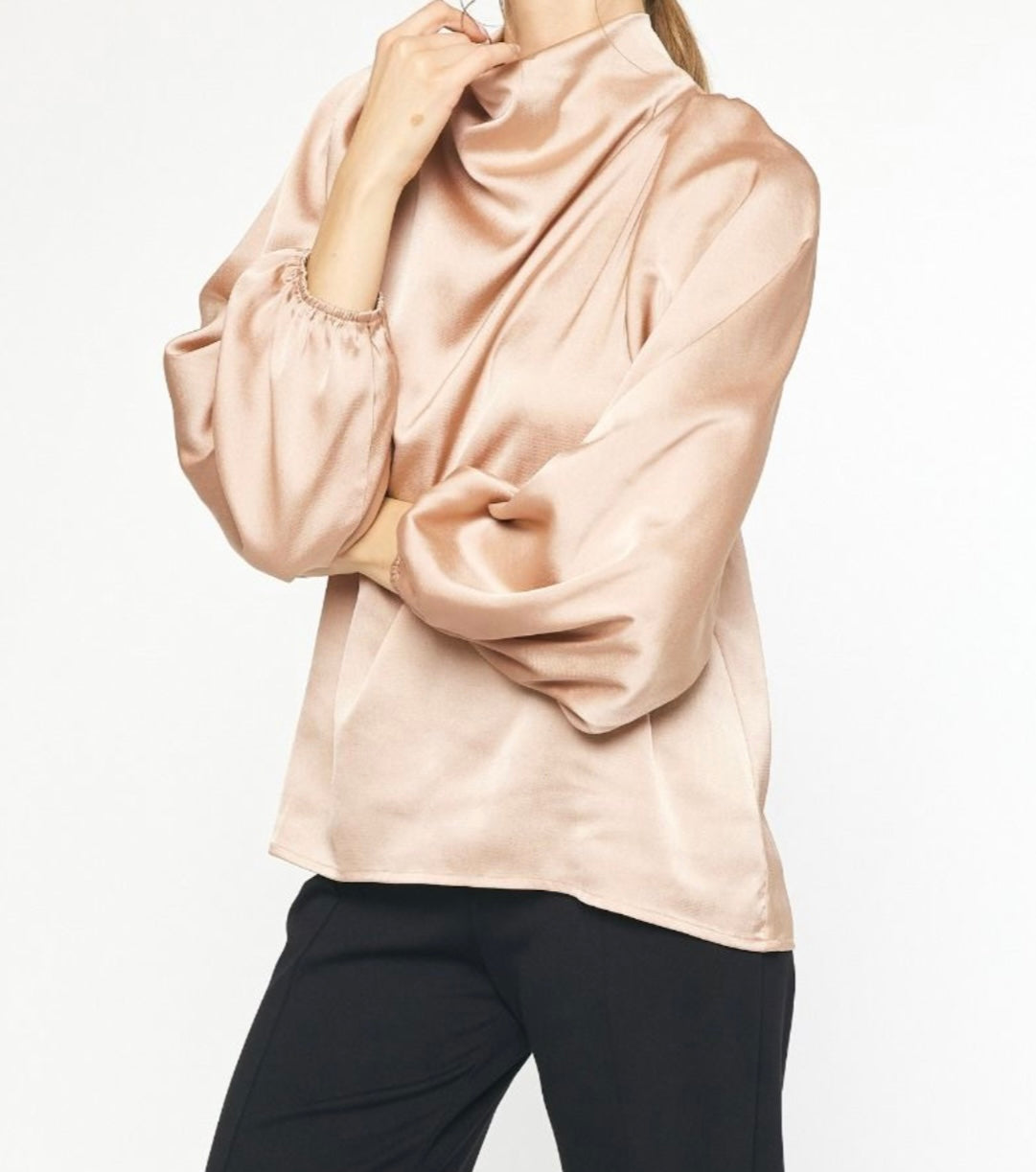 Day to Night Satin Top, Taupe