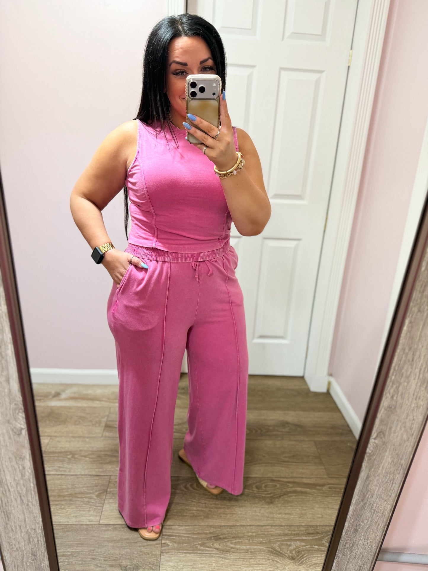 Up For Anything Two Piece Set, Fuchsia