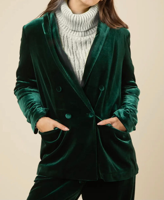 Party Ready Velvet Blazer, Hunter