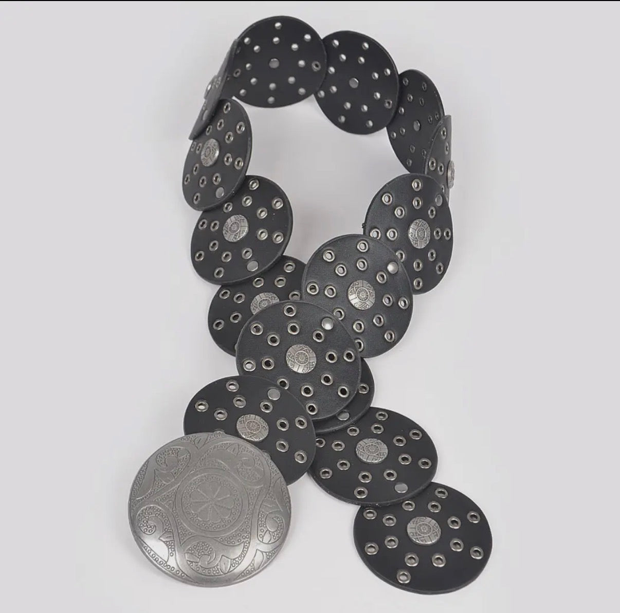 Faux Leather Round Disc Belt