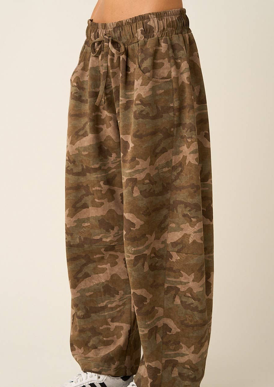 Camo Barrel Leg Pants