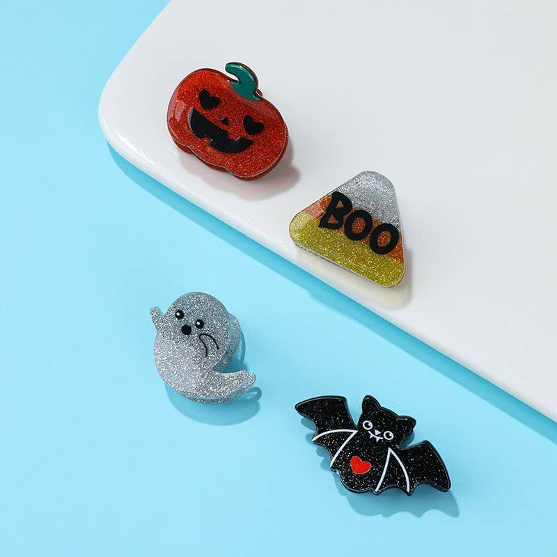 HALLOWEEN PUMPKIN GHOST SET OF 4 HAIR CLAW CLIPS