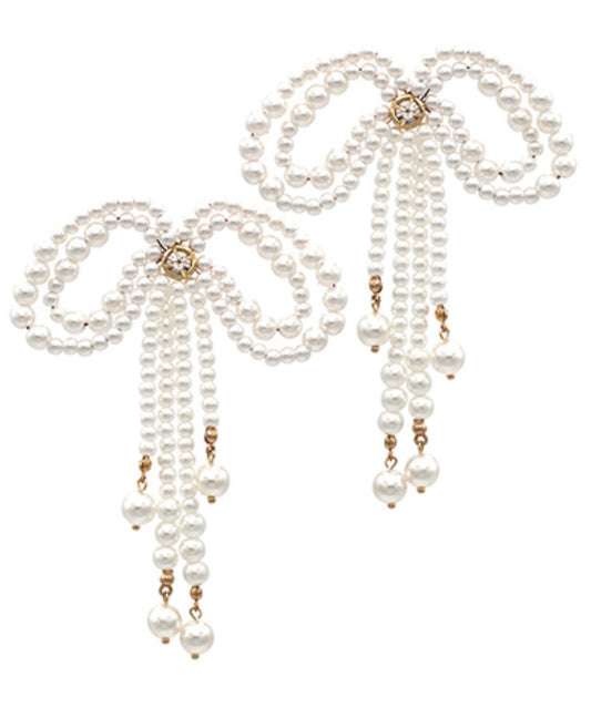 Pearl Double Bow Earrings