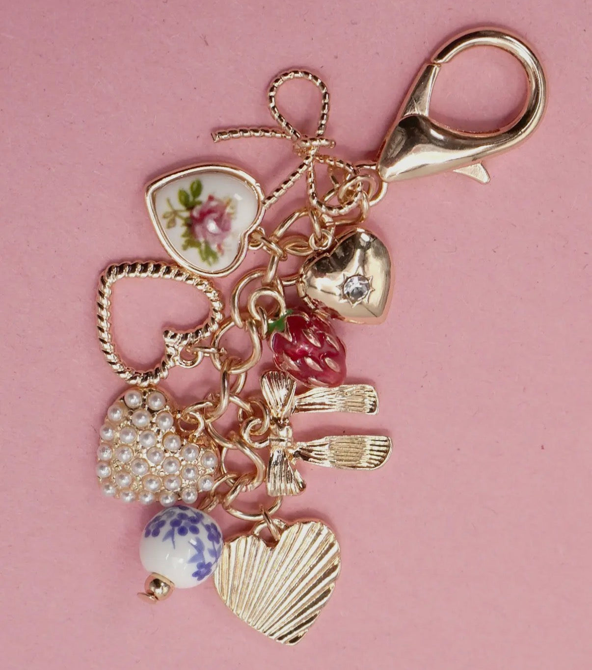 Hearts/Bow/Pearl/Strawberry Bag Charm