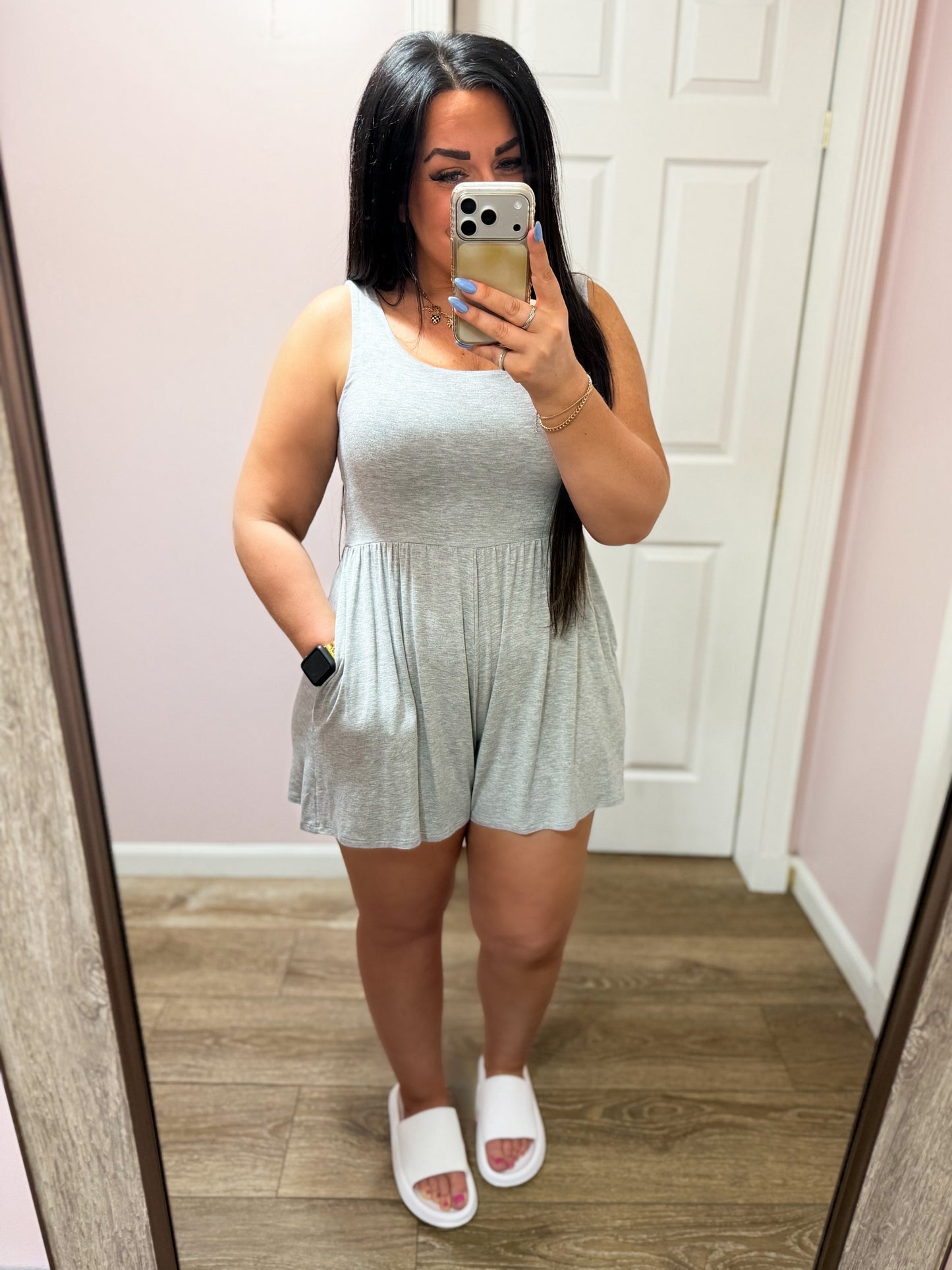 Always Around Romper, Gray