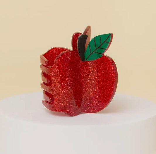 Glitter Apple Claw Clip