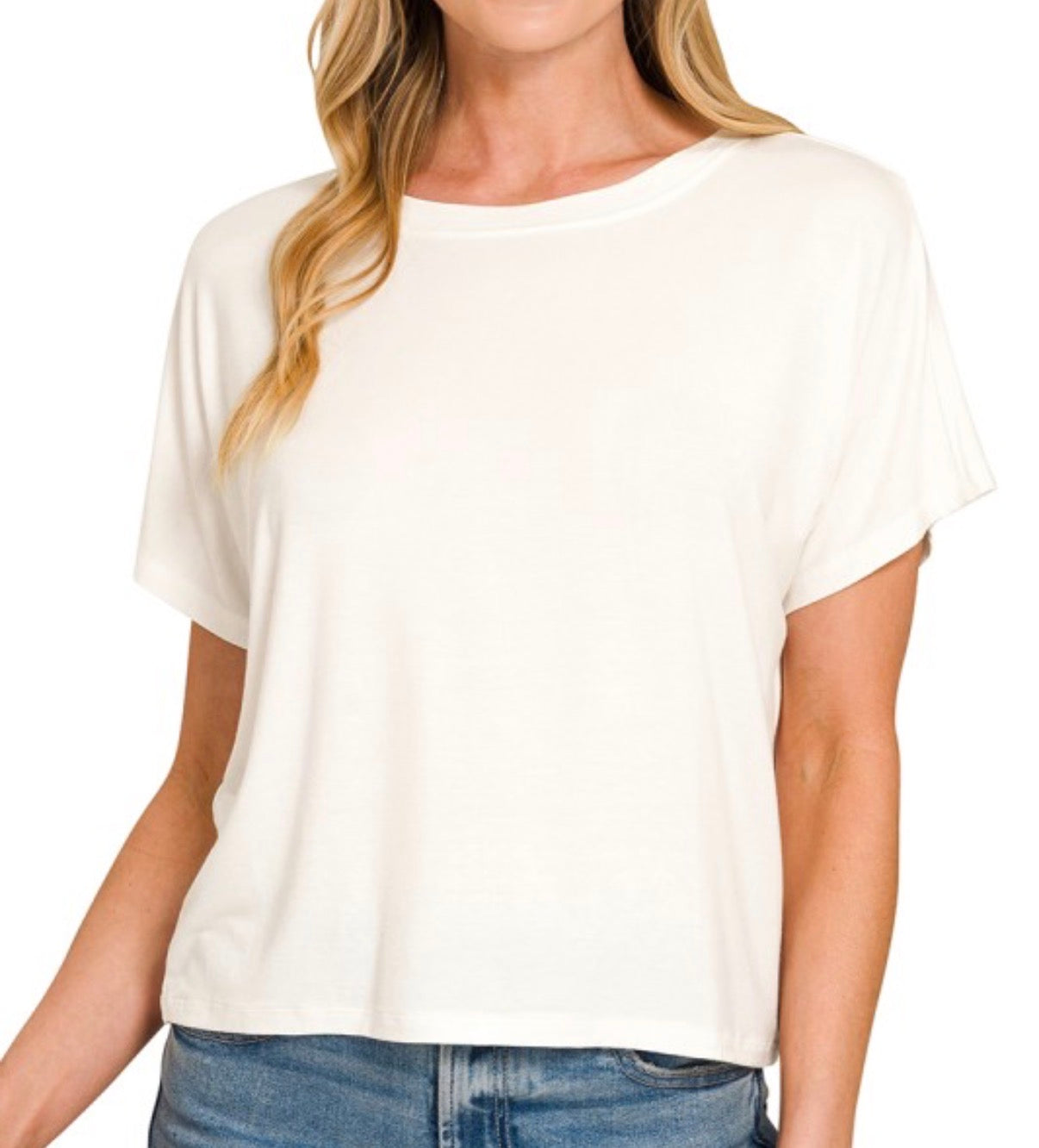 Cropped Round Neck Tee