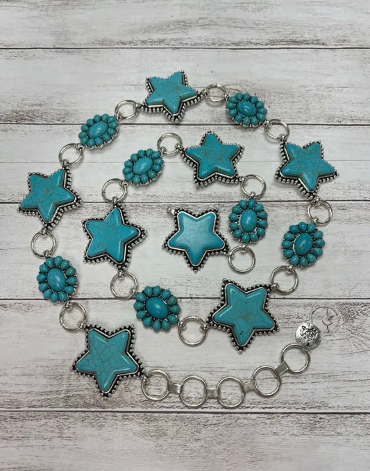 Turquoise Star Concho Belt