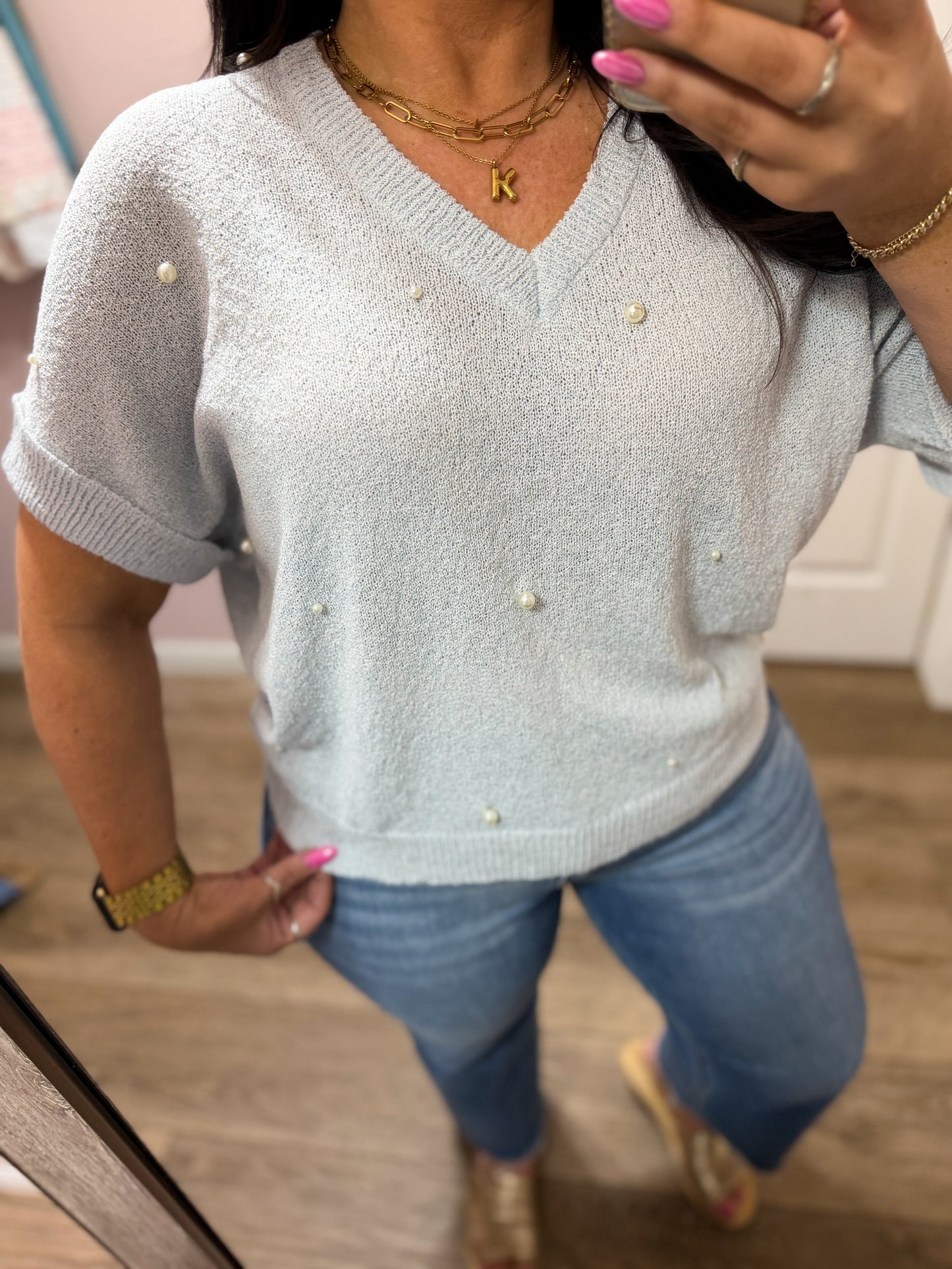 Ever So Sweet Pearl Sweater, Blue