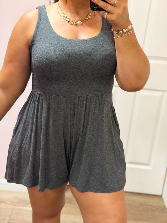 Always Around Romper, Charcoal