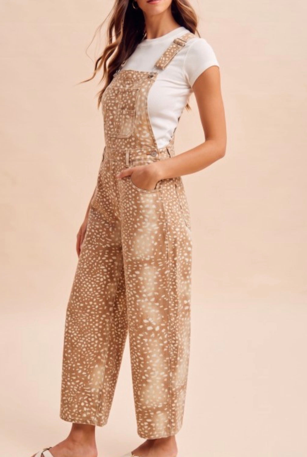 Deer Print Barrel Overall