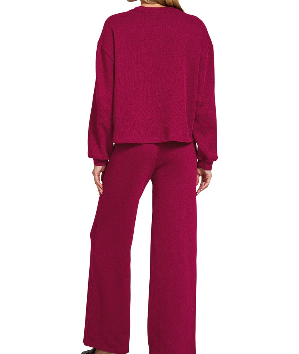 Kade Ribbed Two Piece Set, Burgundy