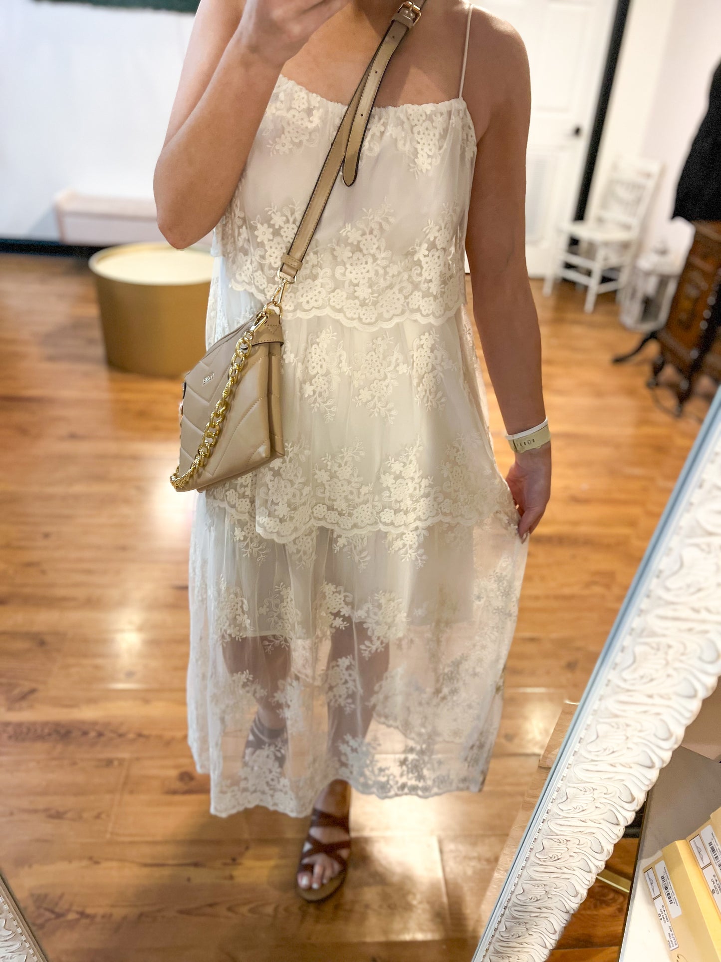 Sunset Breeze Floral Tiered Lace Dress