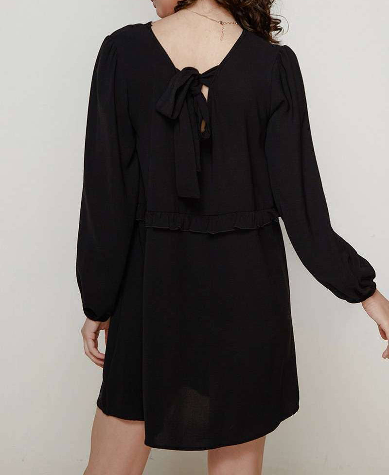 Ruffled Waistline Tie Back Dress
