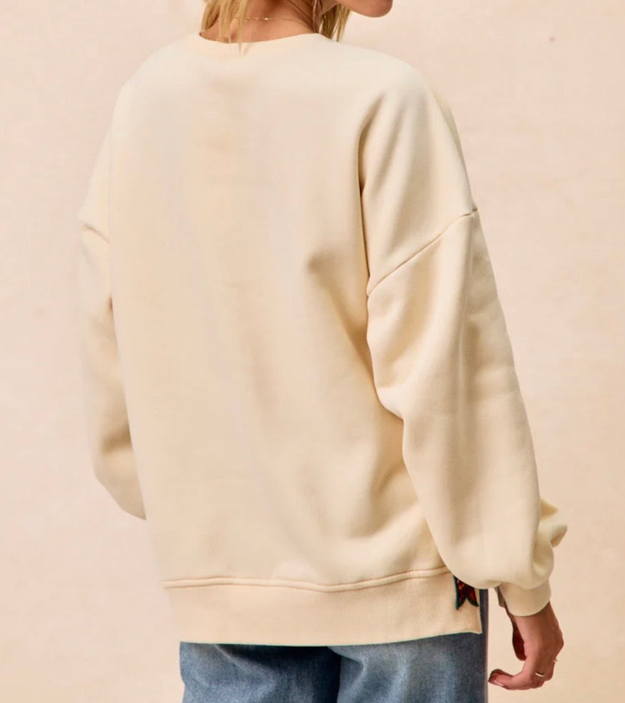 Plaid Merry Side Bow Pullover