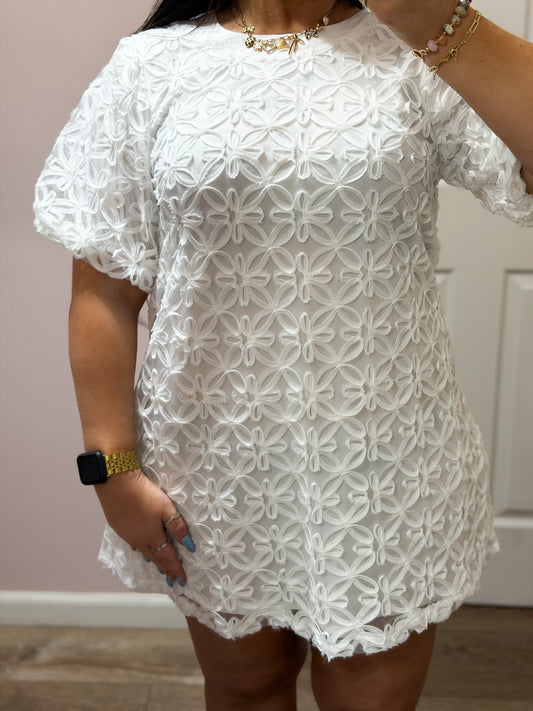 Floral Organza Puff Sleeve Dress