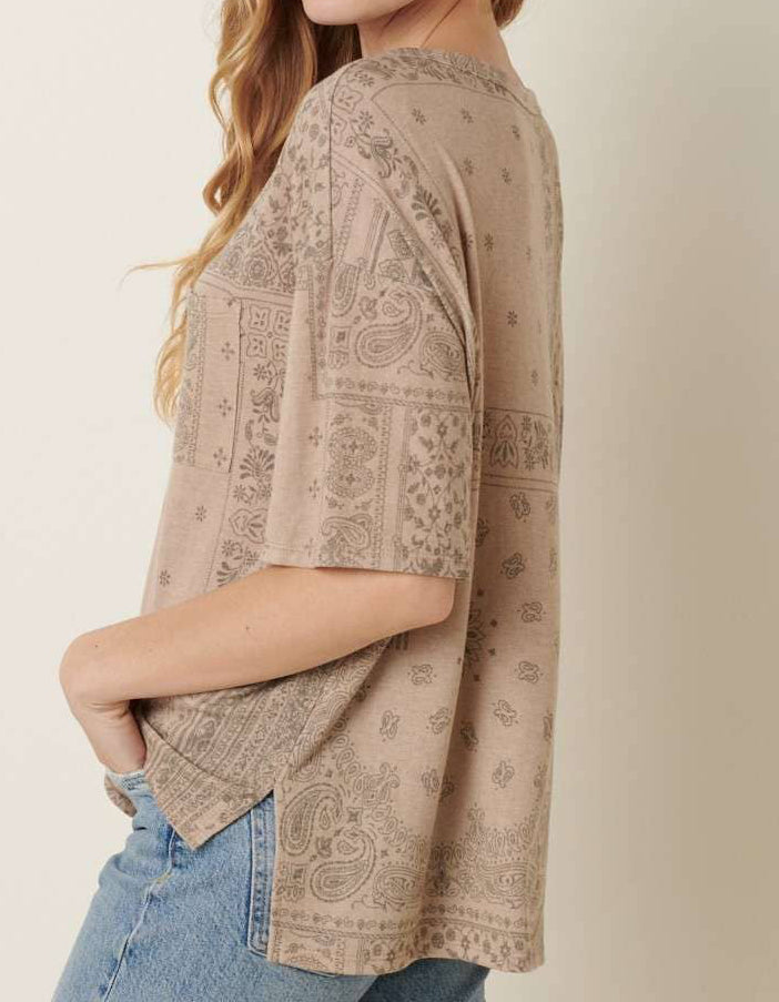 Bandana Print Knit Top