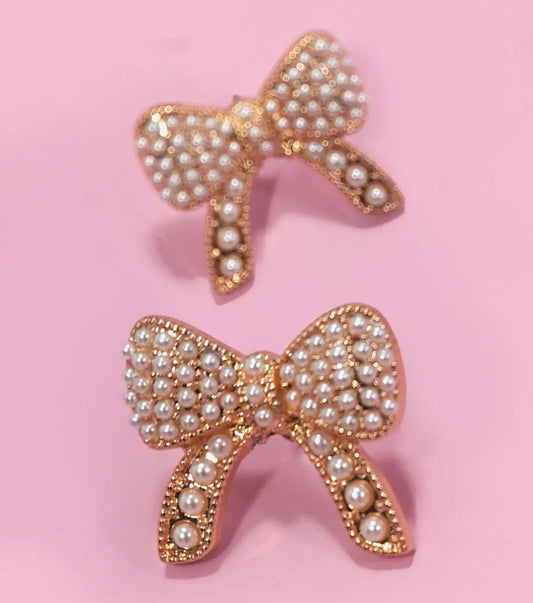 Pearl Pave Bow Earrings
