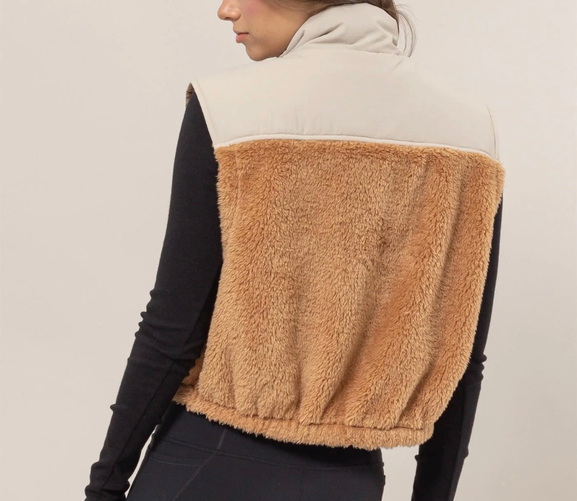 Faux Shearling Half-Zip Vest