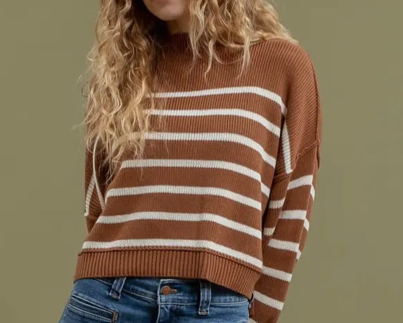 Keep Going Striped Sweater, Caramel