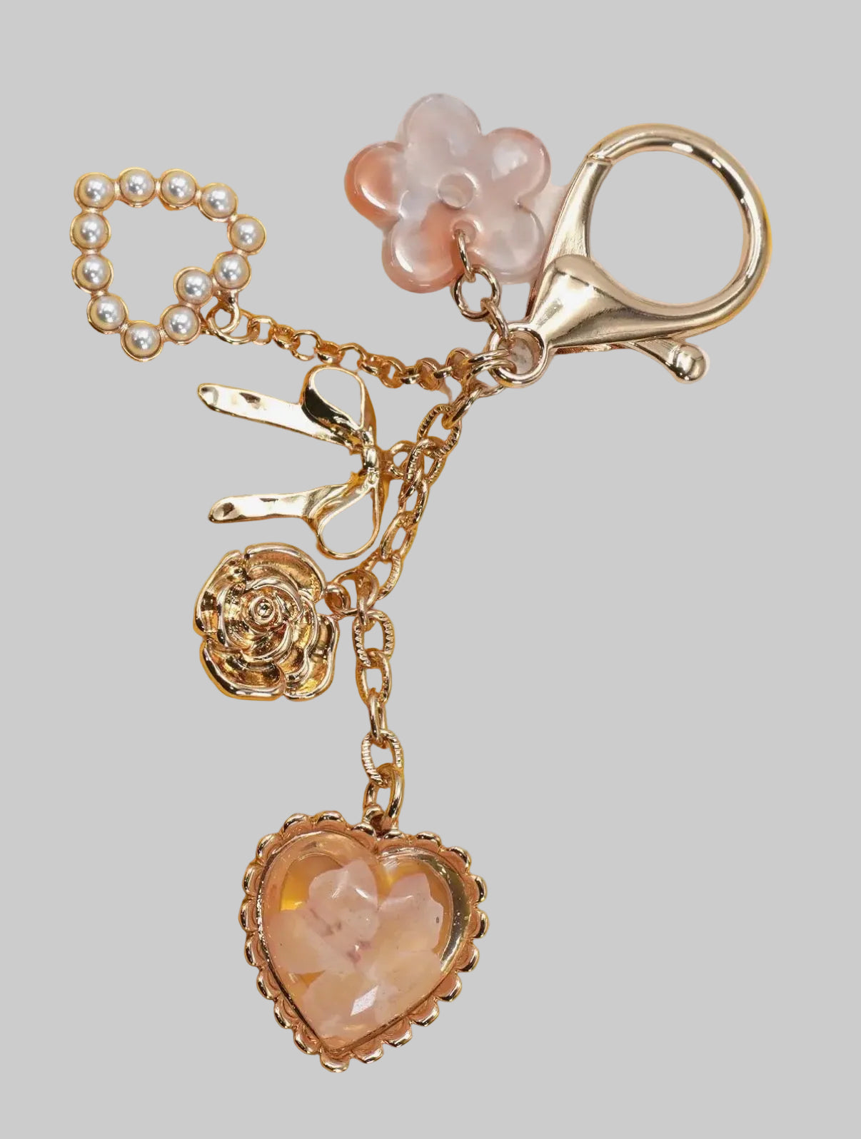 Pressed Flower/Bow/Heart Bag Charm