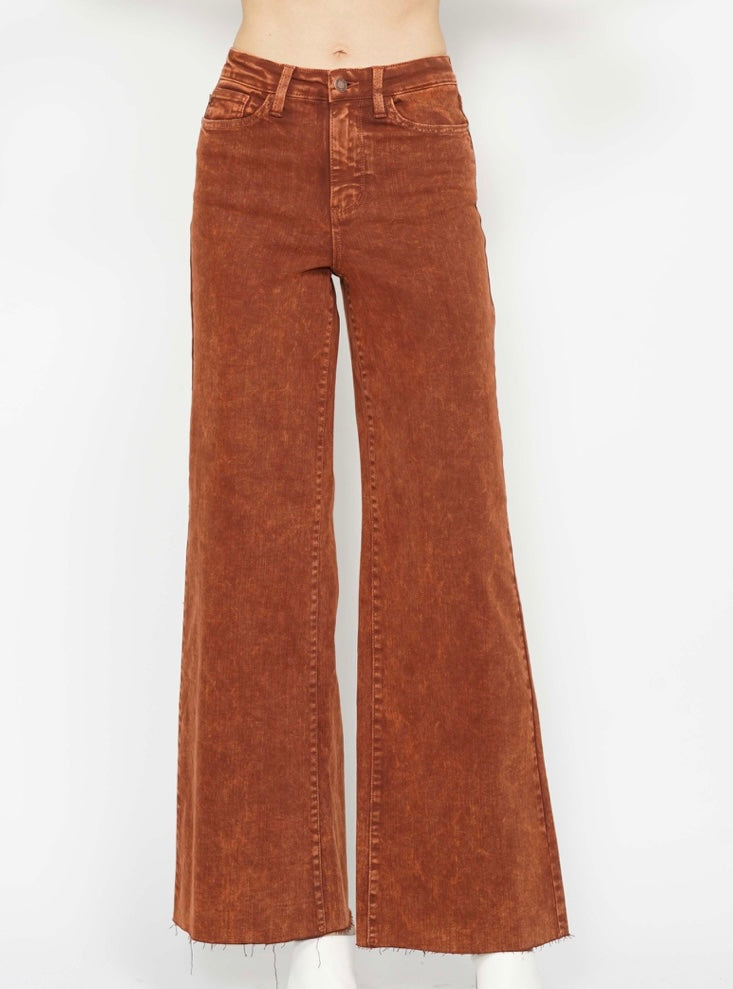 Garment Dyed Wide Leg Jeans