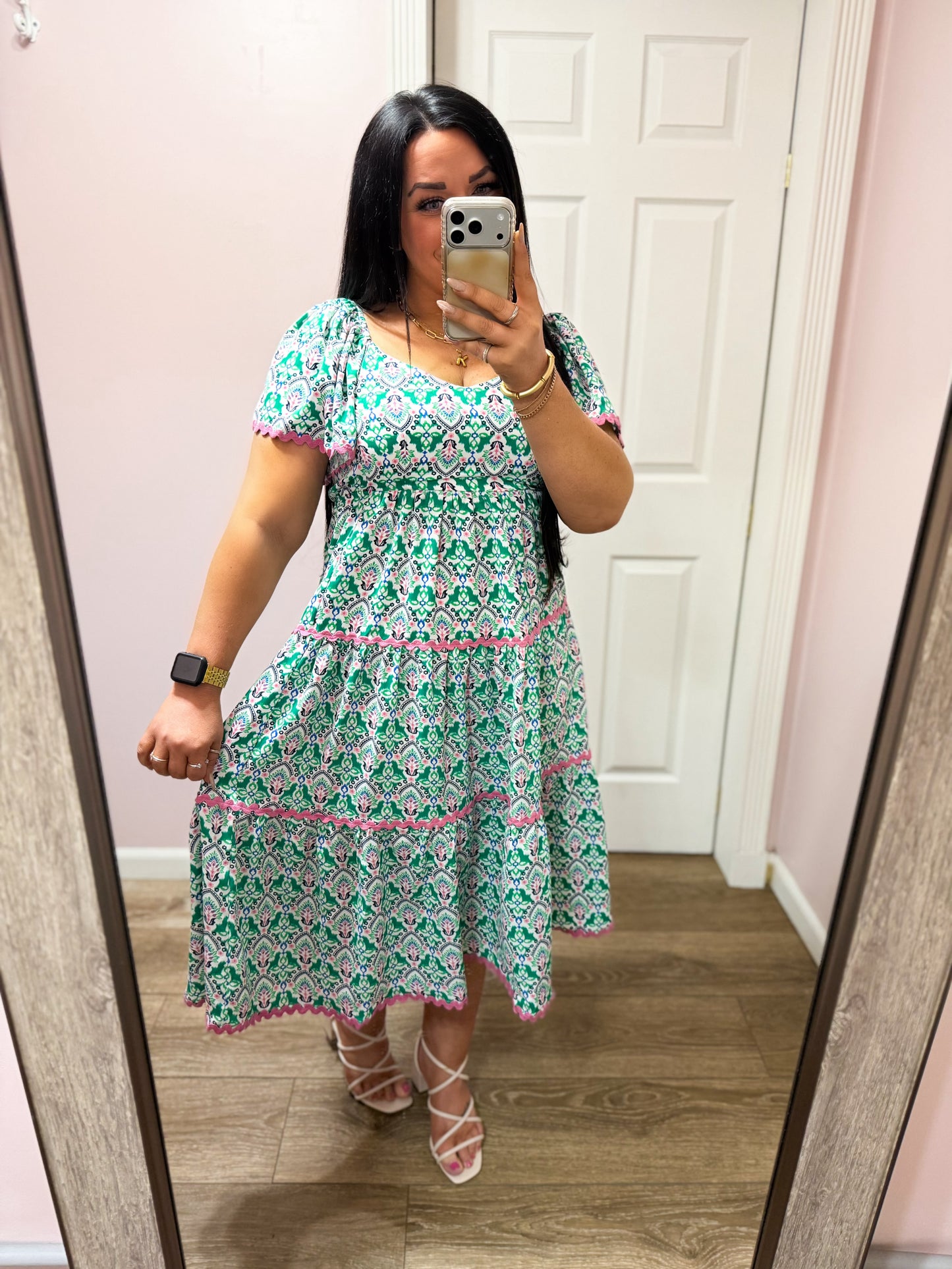 Say It Again Ric Rac Trim Midi Dress
