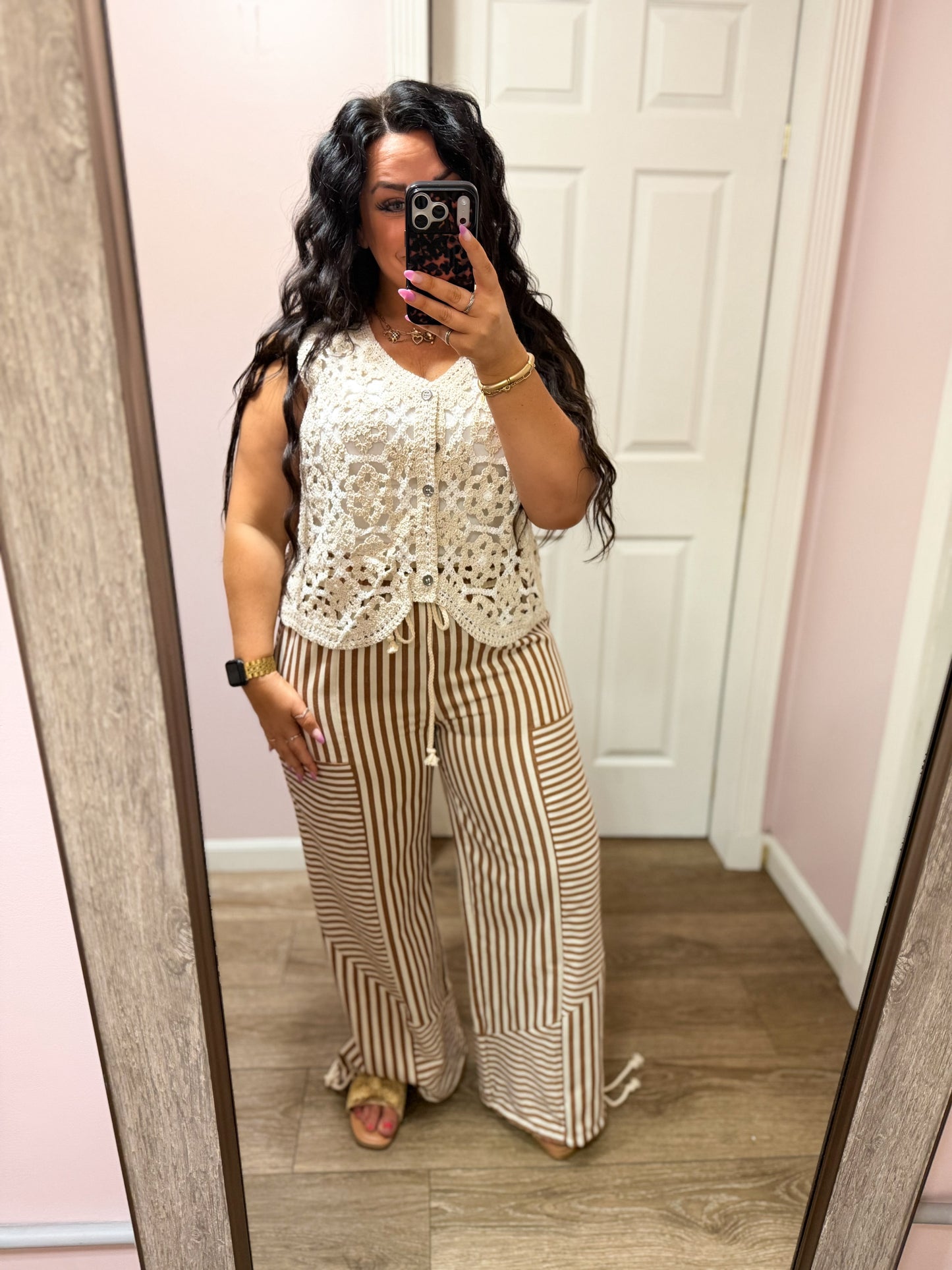 Straight Forward Mixed Stripe Pants, Toffee