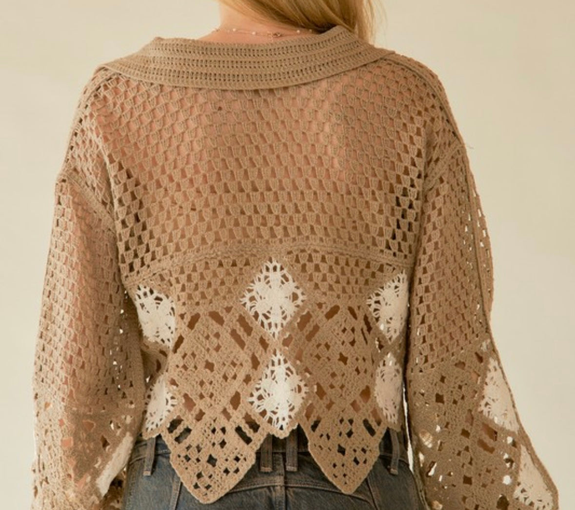 Crochet Knit Sweater Top