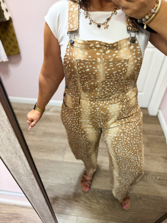 Deer Print Barrel Overall