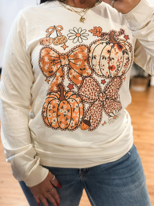 Floral Pumpkin & Bows Long Sleeve