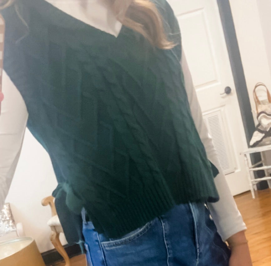 Cable Knit Side Tie Sweater Vest