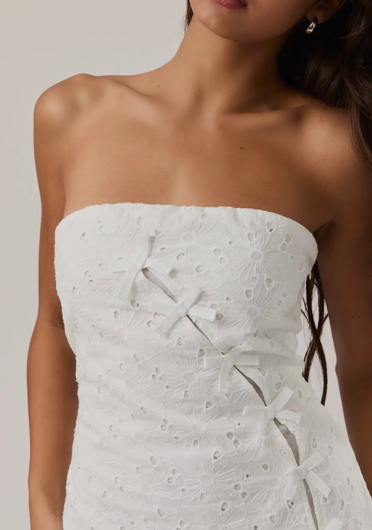 Stay Sweet Eyelet Bow Detail Dress