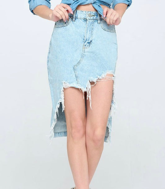 Hayden Distressed Denim Skirt