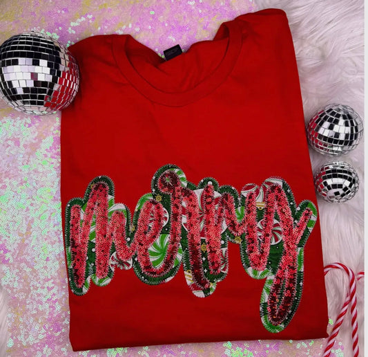 Merry Embroidered Tee